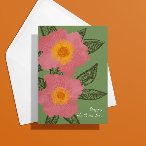 Pink Blooms Modern Mothers Day Card