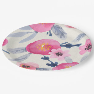 Pink Blooms Paper Plates