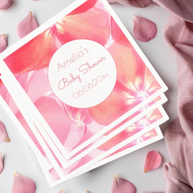 Pink Blossom Baby Shower Personalized Napkins (Pretty pink baby shower inspiration)