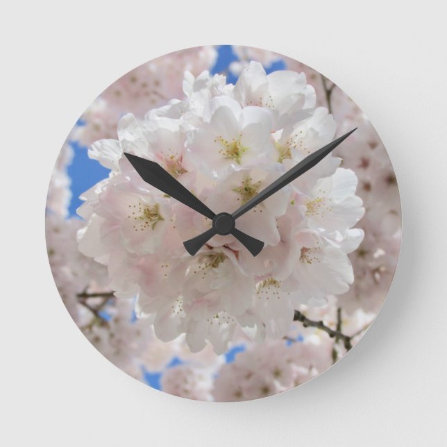 Pink Blossom Balls. Round Clock (Front)
