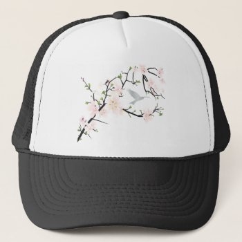 Pink Blossom Bird Trucker Hat by UTeezSF at Zazzle