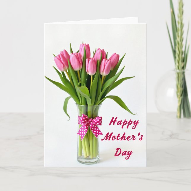 Pink Blossom Bouquet Photo Card (Front)