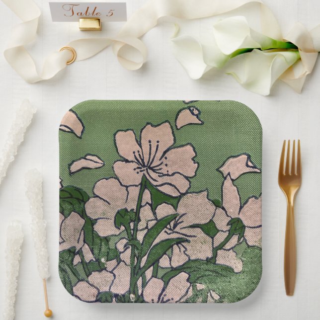 Pink Blossom Cascade Paper Plate (Wedding)