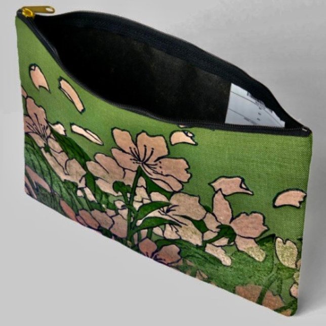 Pink Blossom Cascade Print Cut Sew Bag (Durable woven material with a zippered closure. D: 12"x8.5" Made of spun polyester.)