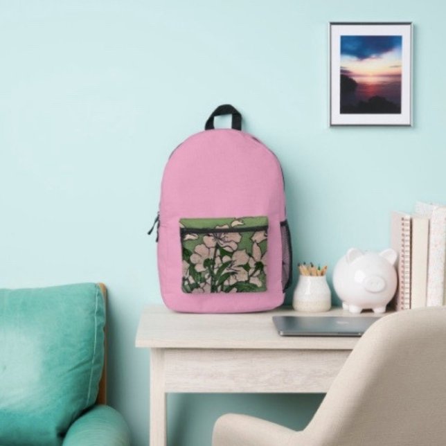 Pink Blossom Cascade   Printed Backpack (Creator Uploaded)