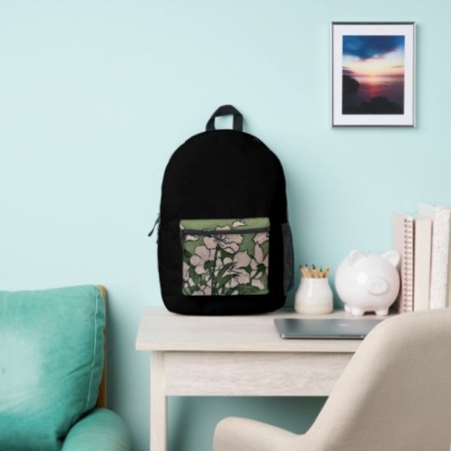 Pink Blossom Cascade Printed Backpack (Creator Uploaded)