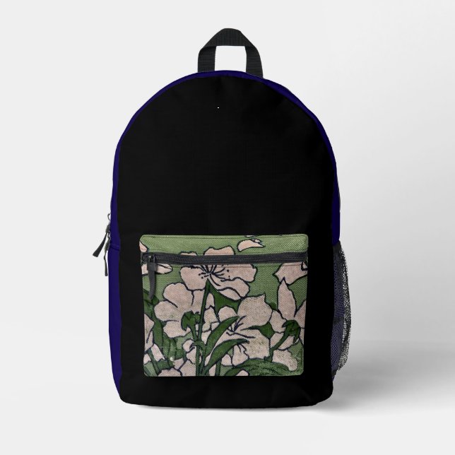 Pink Blossom Cascade Printed Backpack (Front)
