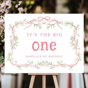 Pink Blossom Floral Frame 1st Birthday  Foam Board