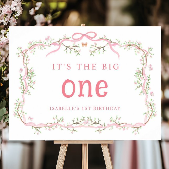 Pink Blossom Floral Frame 1st Birthday  Foam Board (Creator Uploaded)