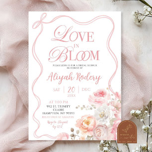 Pink Blossom Floral Love in Bloom Bridal Shower Invitation