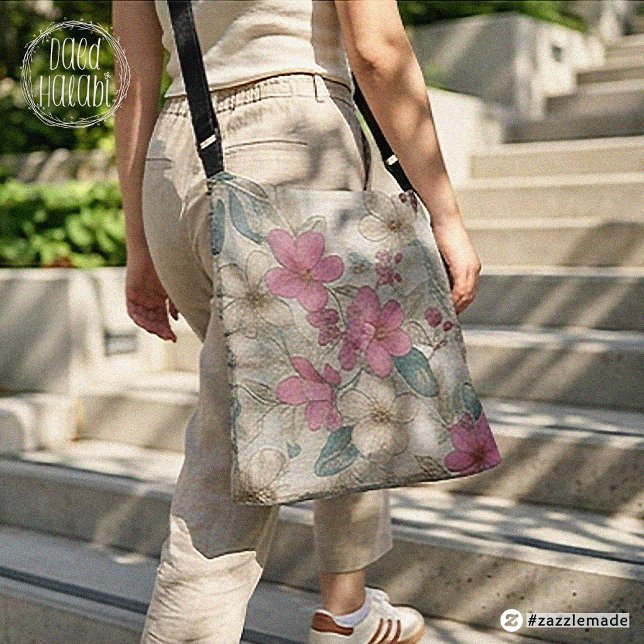Pink Blossom Floral Tote Bag (Pink Blossom Floral Tote Bag (Large))