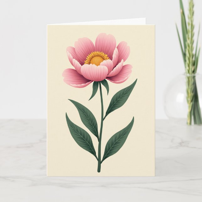Pink Blossom Flower Art Card (Front)