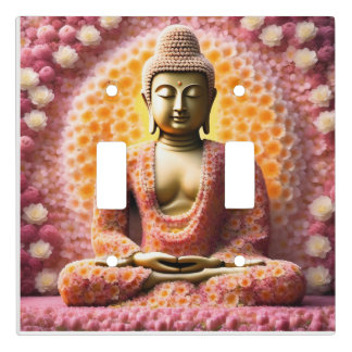 Pink Blossom Flower Buddha Meditating Light Switch Cover