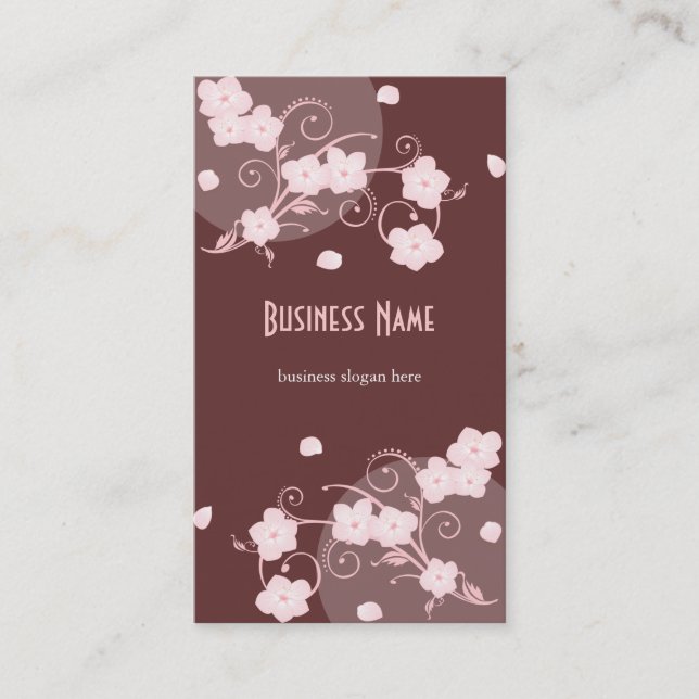 Pink Blossom Flowers Chocolate Business Card (Front)