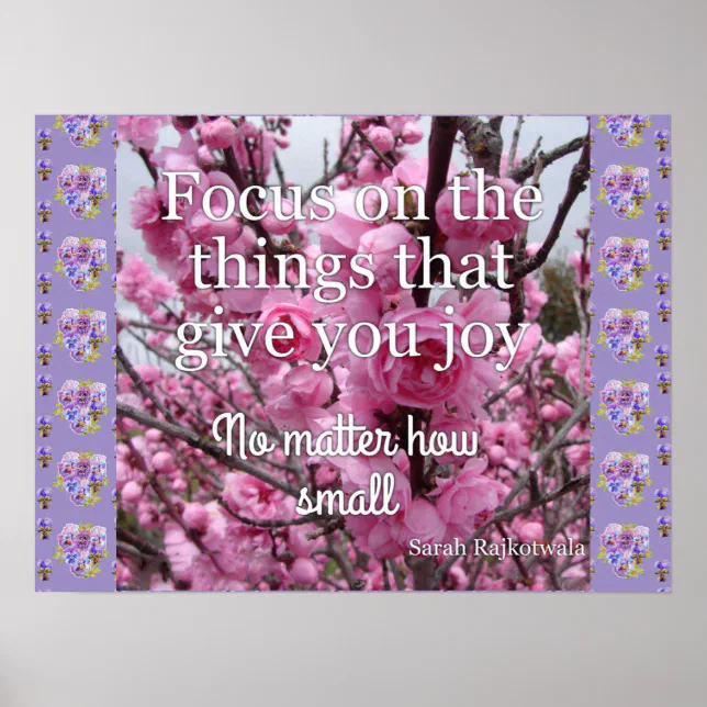 Pink Blossom Flowers Joy Quote floral Poster | Zazzle