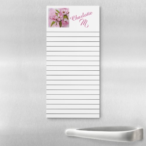 Pink Blossom Flowers Magnetic Notepad