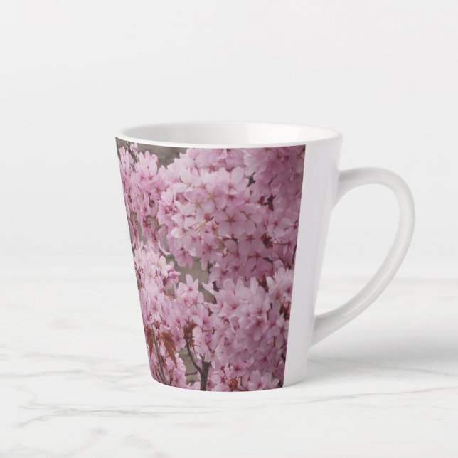 Pink Blossom Flowers Pattern Latte Mug (Right)