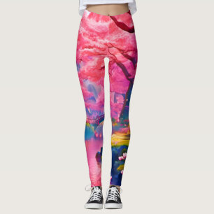 Pink Blossom Forest Design Leggings