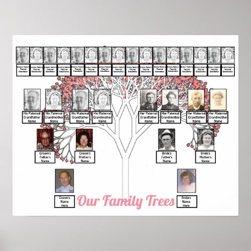 Pink Blossom Fractal Art Tree Two Family Trees   Poster