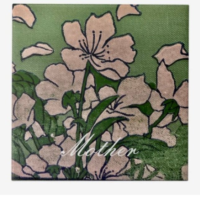 Pink Blossom Green Ceramic Tile (Creator Uploaded)