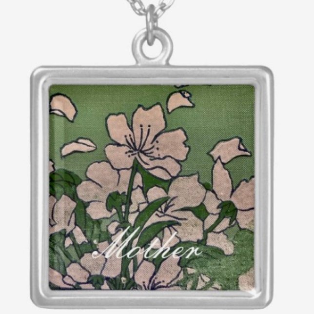Pink Blossom Green  Silver Plated Necklace (Creator Uploaded)