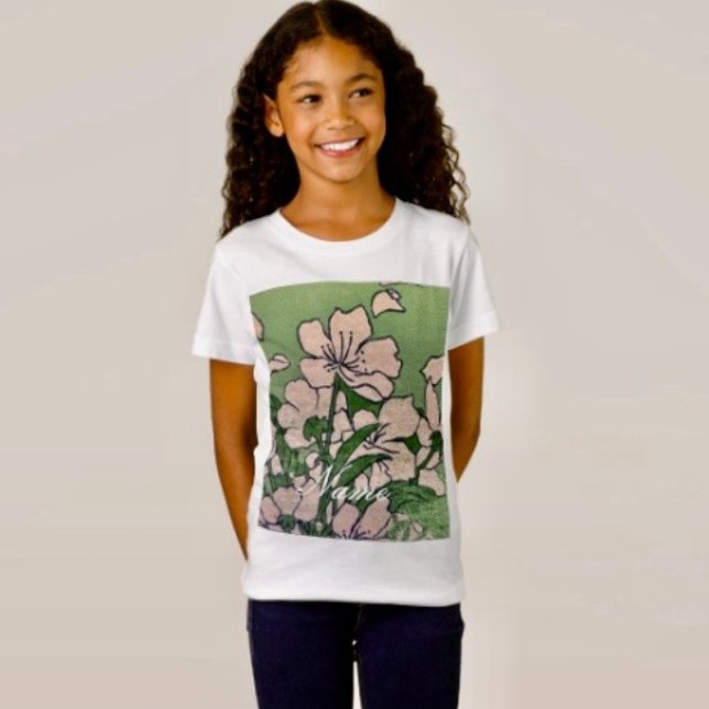 Pink Blossom Green T-Shirt (Creator Uploaded)