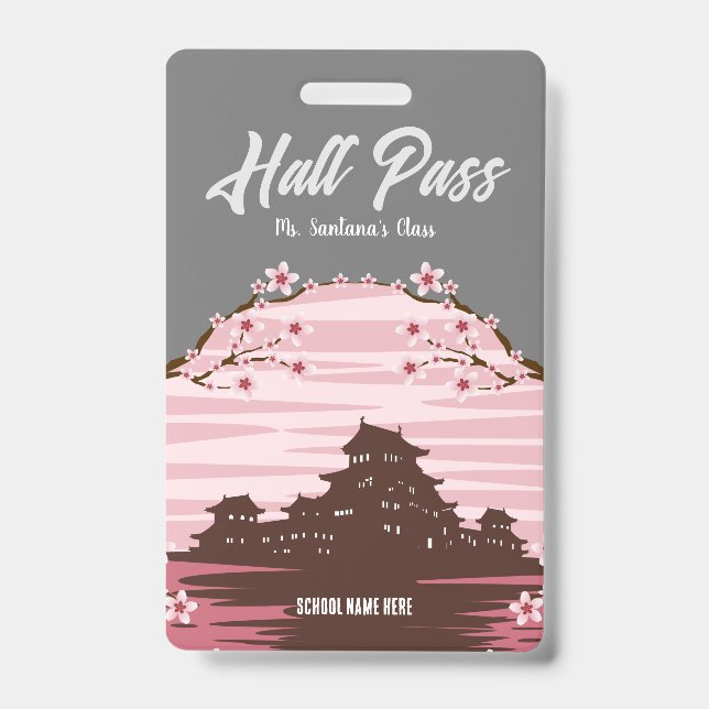 Pink Blossom Hall Pass Badge (Front)