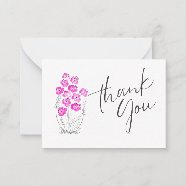 Pink Blossom Harmony Thank You Note Card (Front)