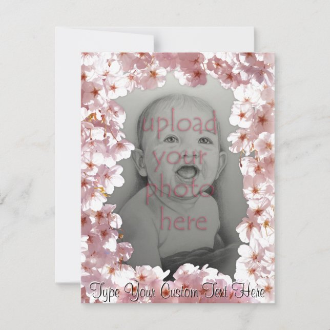 Pink Blossom Invitations Personalized RSVP Cards (Front)
