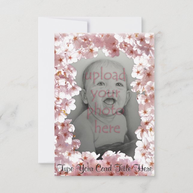 Pink Blossom Invitations Personalized RSVP Cards (Front)