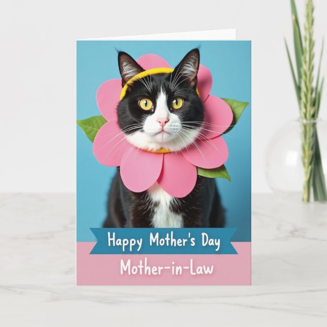 Pink Blossom Kitty Mothers Card (Front)