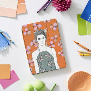 Pink Blossom Lady - Orange iPad Pro Cover