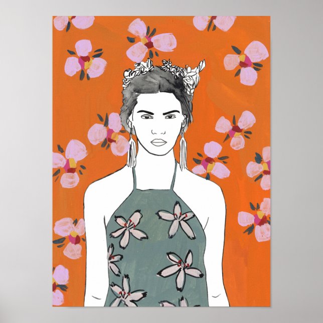 Pink Blossom Lady - Orange Poster (Front)