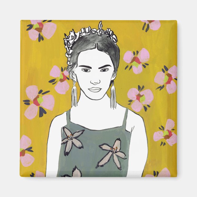 Pink Blossom Lady - Yellow Magnet (Front)
