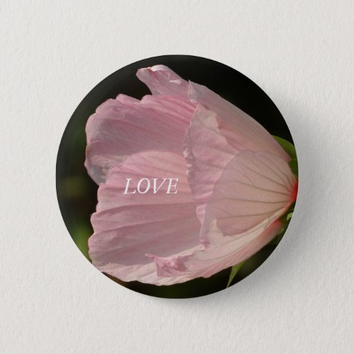 Pink Blossom LOVE Photo Round Badge Pinback Button
