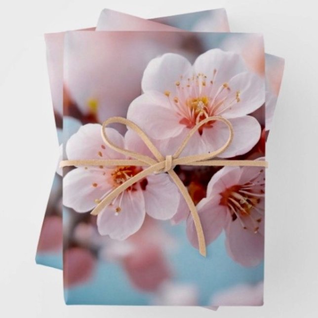 Pink Blossom Ma Wrapping Paper Flat Sheet Set of 3 (Make Mom’s gift extra special with this beautiful Mother’s Day wrapping paper.)