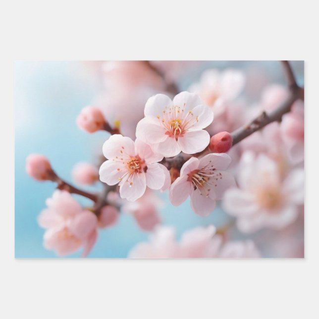 Pink Blossom Ma Wrapping Paper Flat Sheet Set of 3 (Front 2)