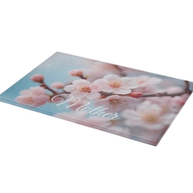 Pink Blossom Magic Cutting Board (Glass Cutting Board – 5 different sizes. 100% food safe.  tempered glass Non-skid rubber feet. 
)