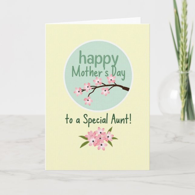 Pink Blossom Mothers Aunt Card (Front)