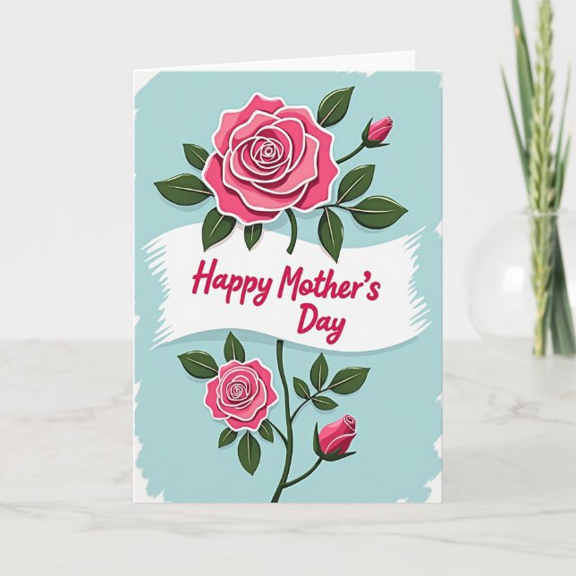 Pink Blossom Mothers Day Art Card (Front)