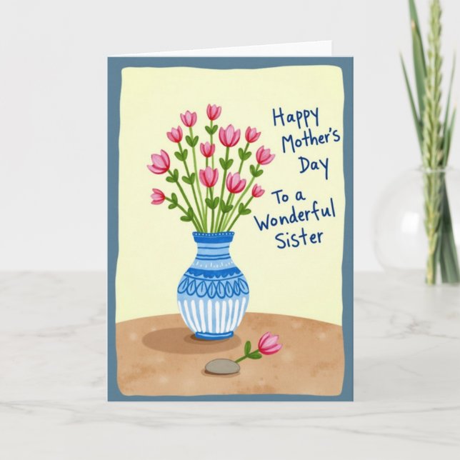 Pink Blossom Mothers Day Sister Card (Front)