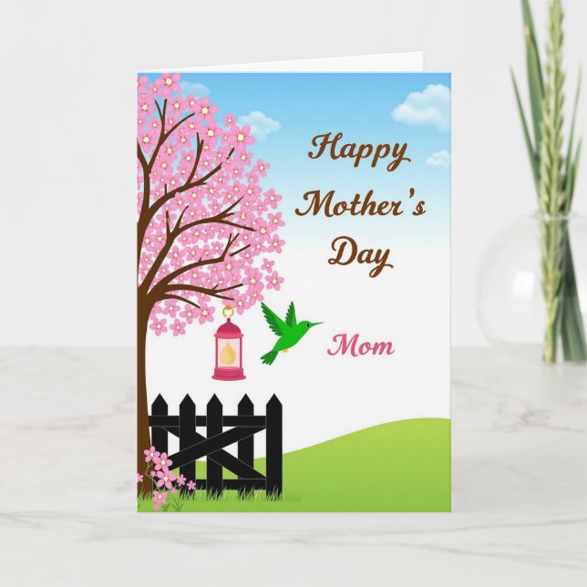 Pink Blossom Mothers Day Tree Card (Front)