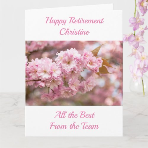 Pink Blossom Personalized Photo Retirement Card