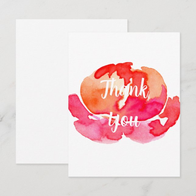 Pink Blossom Personalized Script White Thank You Card (Front/Back)