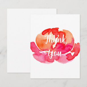 Pink Blossom Personalized Script White Thank You Card