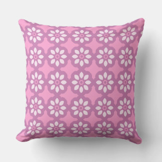 Pink Blossom Retro  Throw Pillow