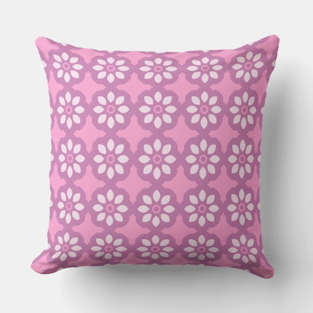 Pink Blossom Retro  Throw Pillow (Front)