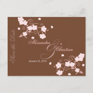 Pink Blossom Save the Date Wedding Announcement Postcard
