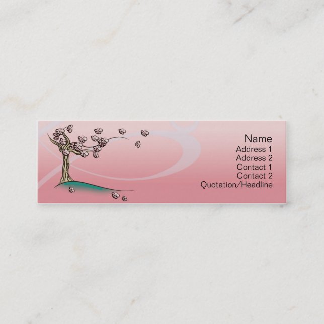 Pink  Blossom - Skinny Mini Business Card (Front)