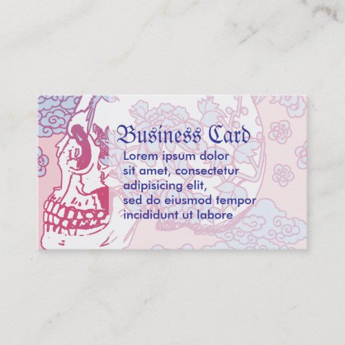 Pink Blossom Skull Business Card